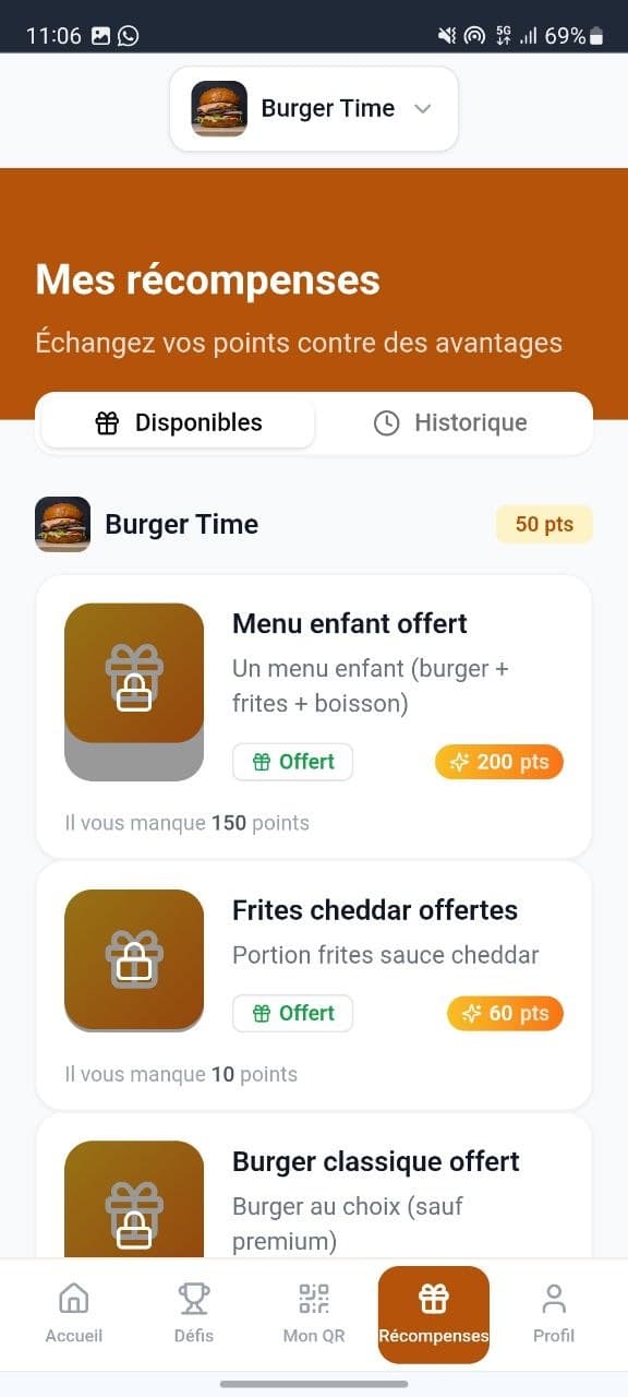 Récompenses — application RegalClic, Échange de points contre des avantages